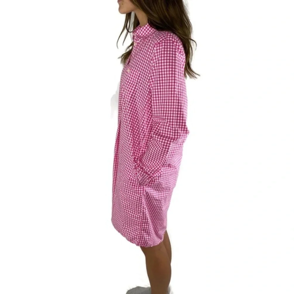 Gap Pink & White Gingham Print T-Shirt Dress Med - Picture 2 of 9